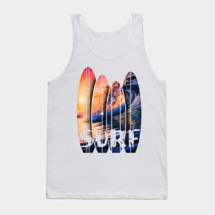 Sunset, Big Waves and Surf Tank Top